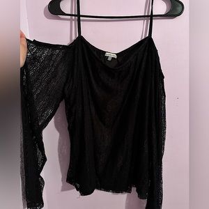 Charlotte Russe black lace off the shoulder long sleeve